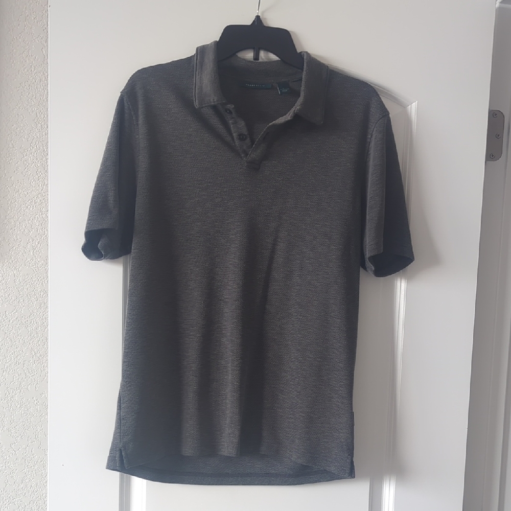 Perry ellis Men's Gray Short-Sleeve Polo Shirt Large